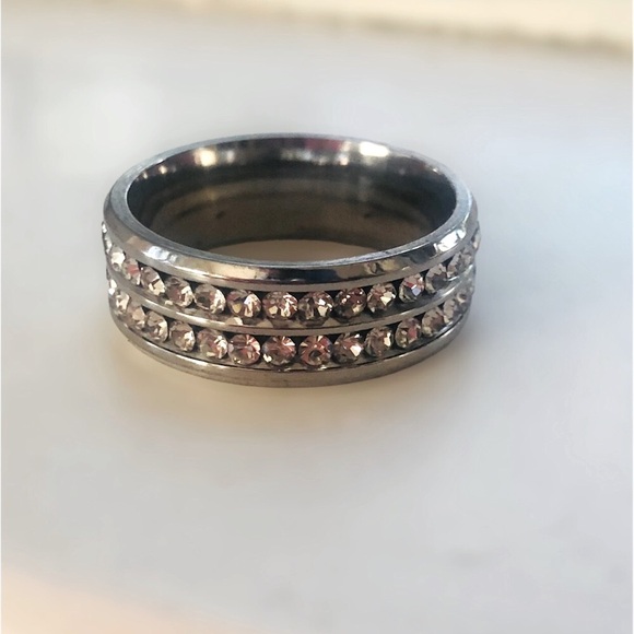 Silver Stainless Steel and CZ Ring - Picture 2 of 5